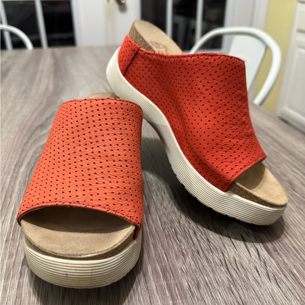Fly London Red Perforated Mules